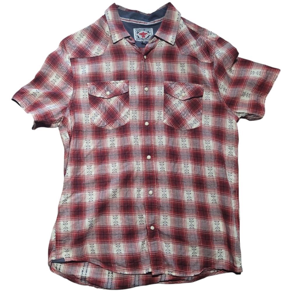 Desert Son Dierks Bentley collab Short Sleeve Shirt Plaid Western style Mens M